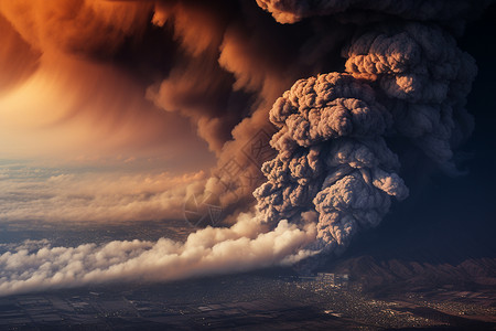 壮观的火山爆发景观背景图片
