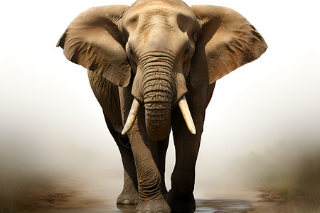 荒野中的大象背景图片