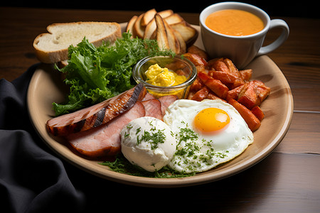 丰盛的英式早餐背景图片