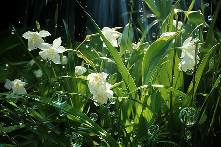 草地白花背景图片