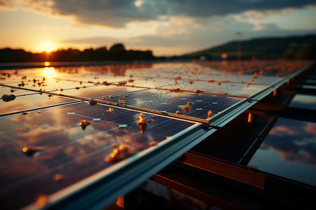 户外的太阳能电池板背景图片