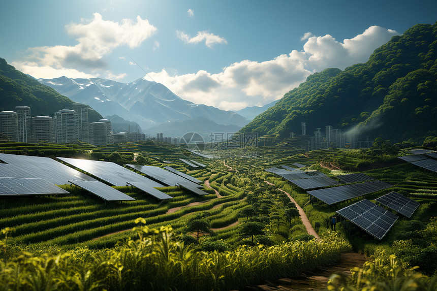 现代科技的太阳能农场图片