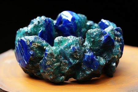 天然矿物的蓝色水晶宝石背景图片