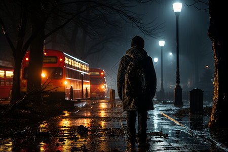 雨天中行走的男士背景图片