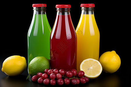 果汁的艳丽三色组合背景图片