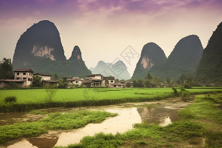 乡村的村庄背景图片