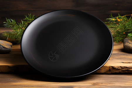 厨房的黑色盘子背景图片