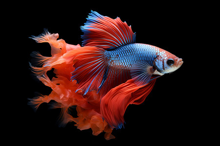 一只美丽的红蓝色鱼背景图片