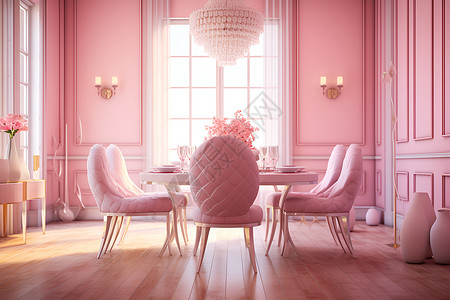 粉色的餐厅背景图片
