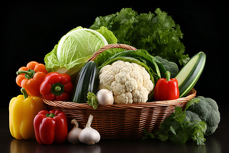 篮子里的蔬菜背景图片