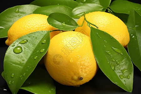 柠檬和叶子背景图片
