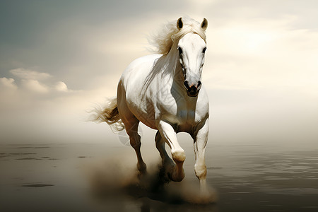 奔跑的白马背景图片