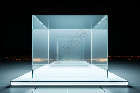 水族馆透明玻璃盒子设计图片