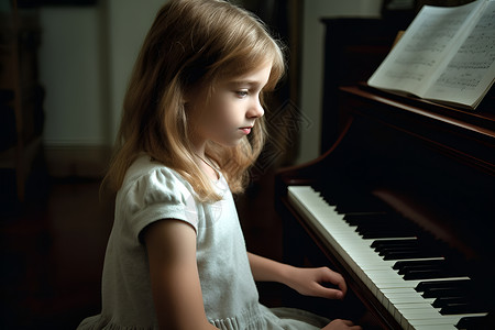 女孩演奏钢琴背景图片