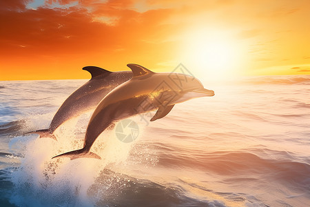 快乐嬉戏的海豚背景图片