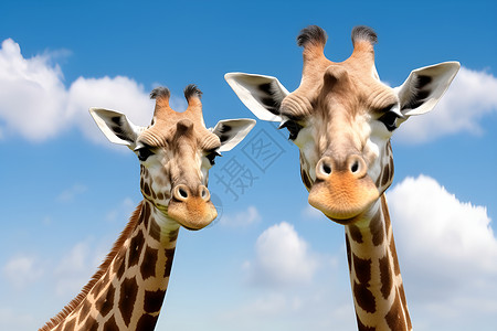 野生动物园中的长颈鹿背景图片