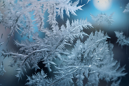 冬日玻璃上的冰霜背景图片
