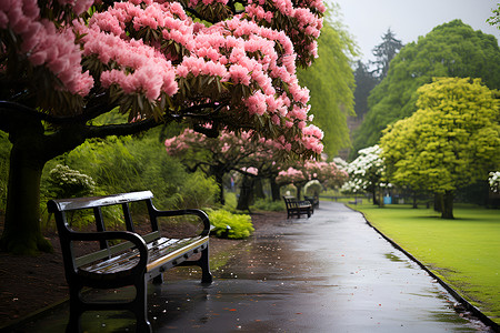 下雨草坪夏日花园背景