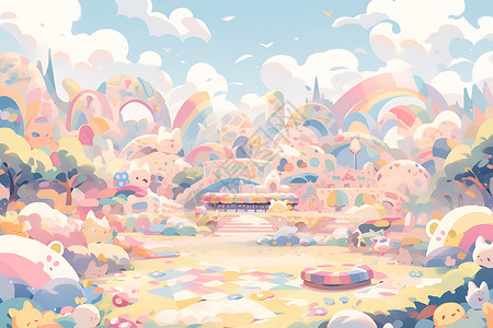 梦幻彩虹乐园背景图片