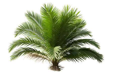 椰子树叶子白色背景下的椰子树背景