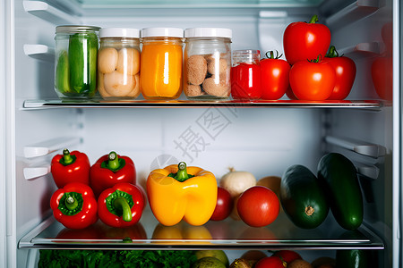 冰箱中的蔬菜高清图片