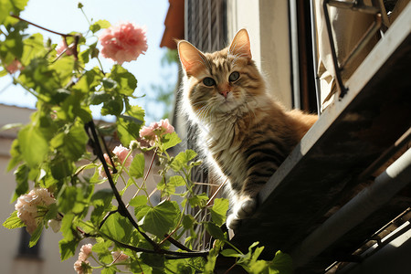 窗户上的小猫咪背景图片