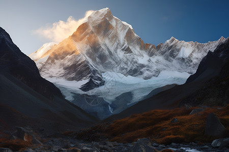 雪山的白色山脉背景图片