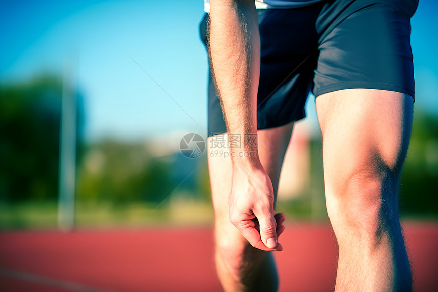 男性运动员腿部受伤的疼痛图片