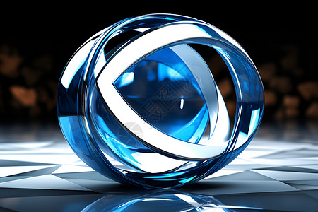 玻璃圆球光影下的蓝色圆球设计图片