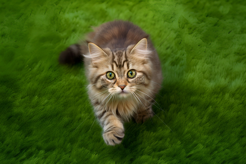 绿茵猫步图片