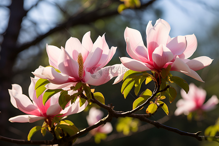 花园中绽放的樱花花朵图片