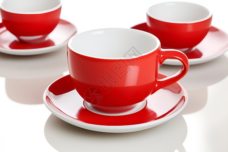红色的陶瓷咖啡杯背景图片