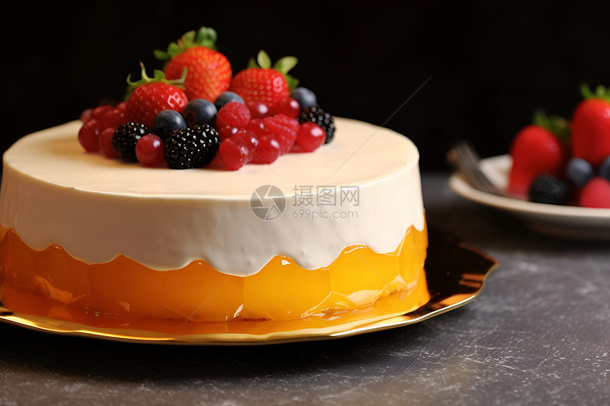甜蜜诱人的水果芝士蛋糕图片