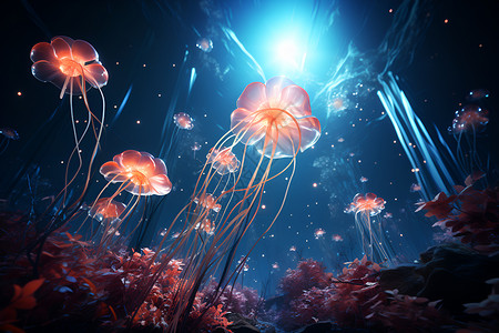 海底的水母背景图片
