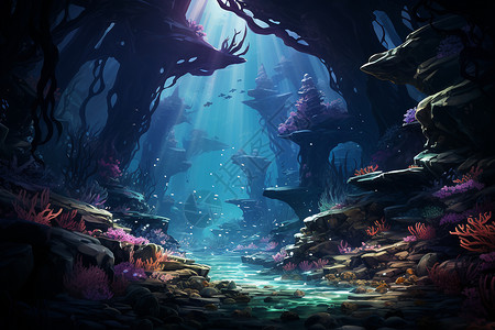 神秘的海底世界背景图片