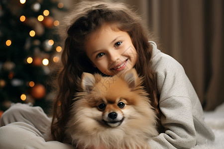 女孩与小狗的温馨时刻背景图片