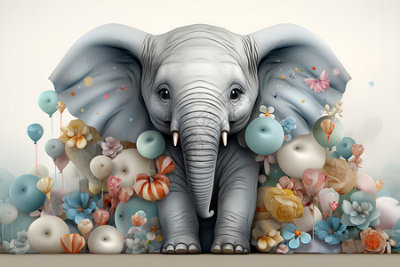 大象绘画背景图片
