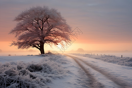 冬日霜降的美景高清图片
