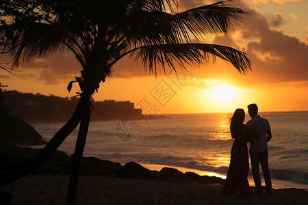 沙滩上的爱情背景图片