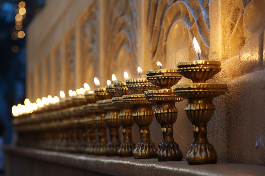 古老的以色列传统节日烛台图片
