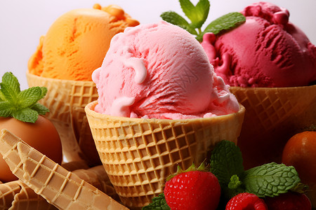 美味诱人的冰淇淋背景图片