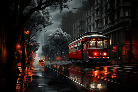 街道上的红车背景图片