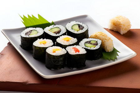 海苔蛋卷寿司美味诱人的寿司背景