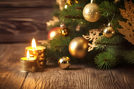 圣诞树盒蜡烛背景图片