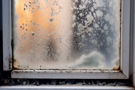 窗户上凝结水滴漏在窗户上背景