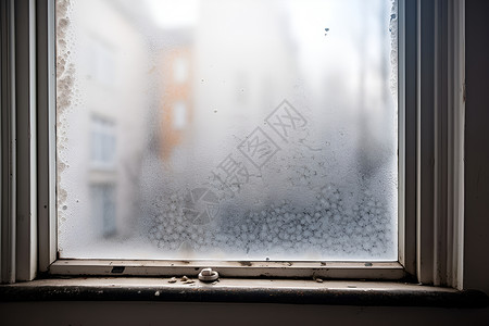 冬季窗外窗外飘落的雨滴背景