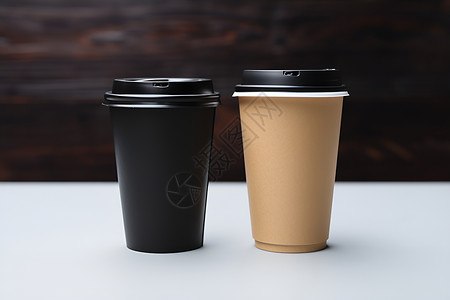 两个咖啡杯饮品纸板高清图片