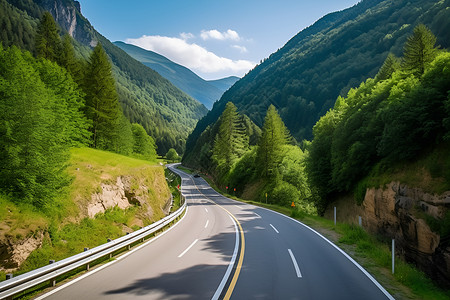 山间公路美景高清图片