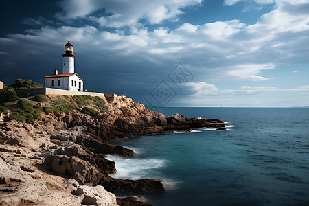 海景中的灯塔背景图片