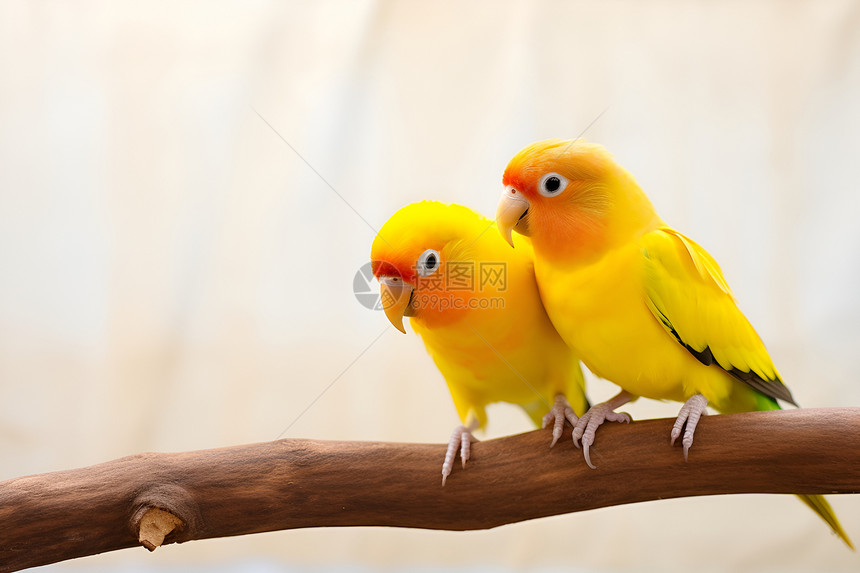 两只黄色鸟儿图片
